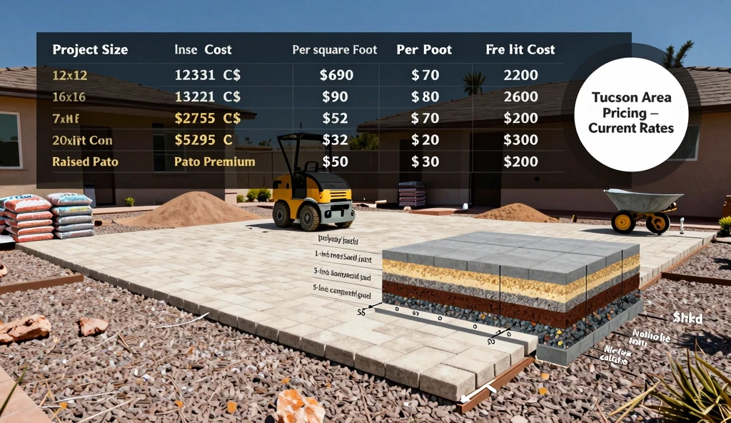 paver patio cost breakdown infographic Tucson Arizona installed price per square foot