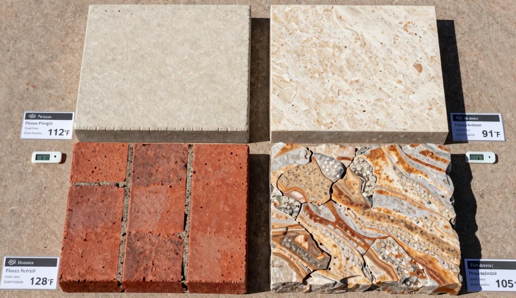 paver material comparison concrete travertine brick flagstone Tucson Arizona heat durability