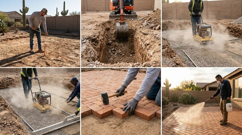 brick paver installation steps process Tucson Arizona masonry contractor