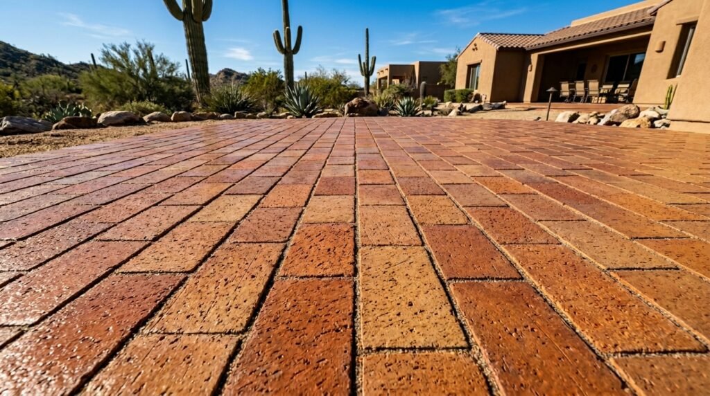 brick pavers Tucson Arizona kiln fired clay surface close up detail