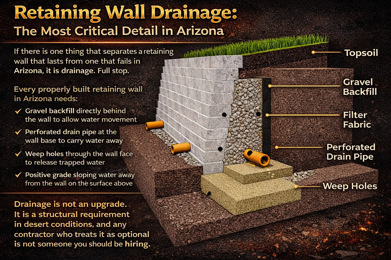 Retaining Wall Drainage: 